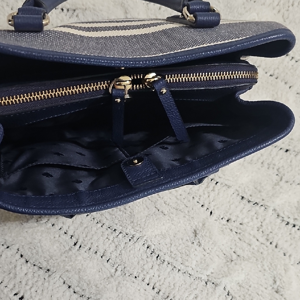 Kate Spade Larchmont Avenue Evangelie Blue And White Striped Purse - Picture 5 of 11